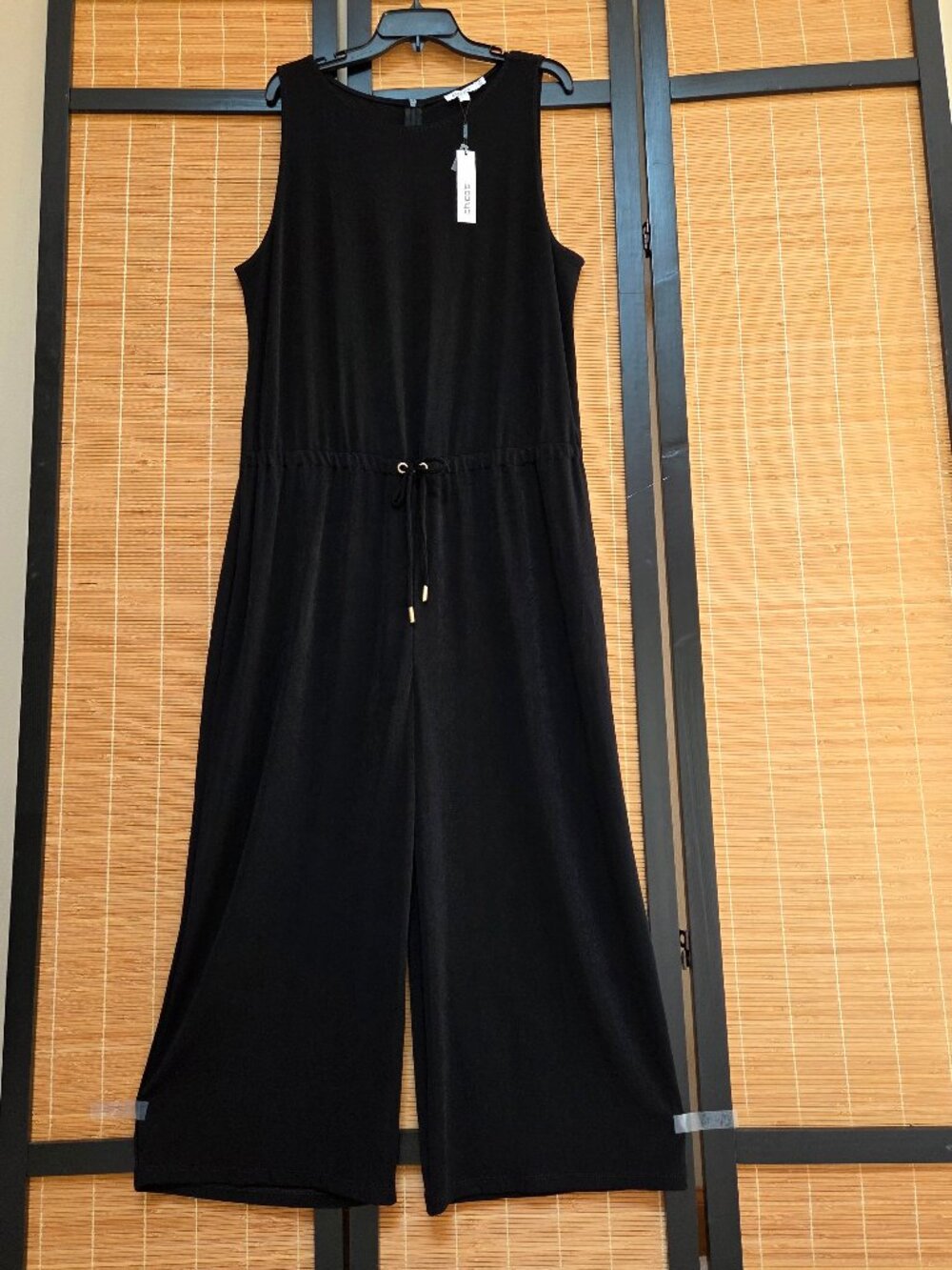 Chico's Travelers 3P Jumpsuit US Size XLP Wide Leg Crop Slinky Black Tie Waist
